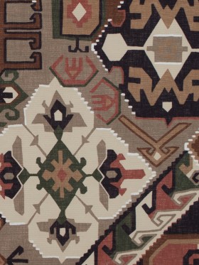 Brown and Green Aztec Printed Brushed Canvas Brown and Green Aztec Printed Brushed Canvas