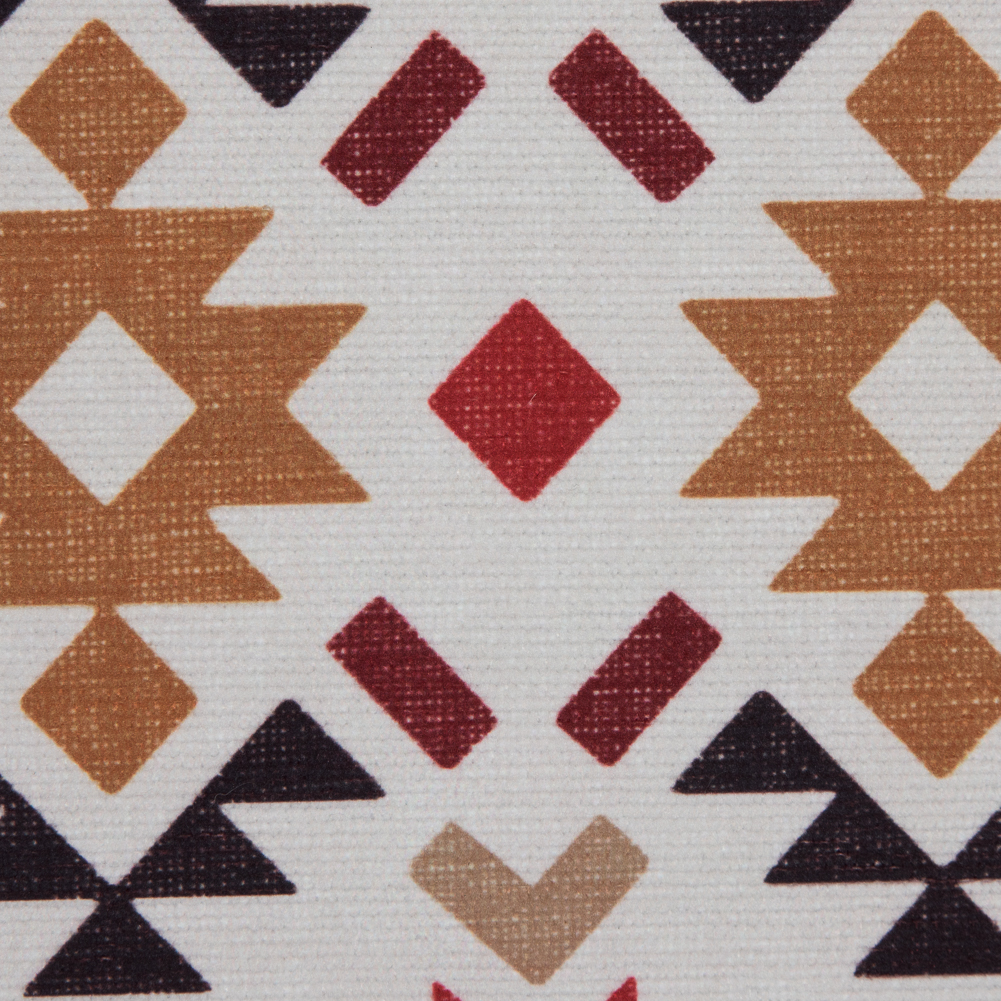 Red and Mustard Geometric Printed Brushed Canvas Red and Mustard Geometric Printed Brushed Canvas