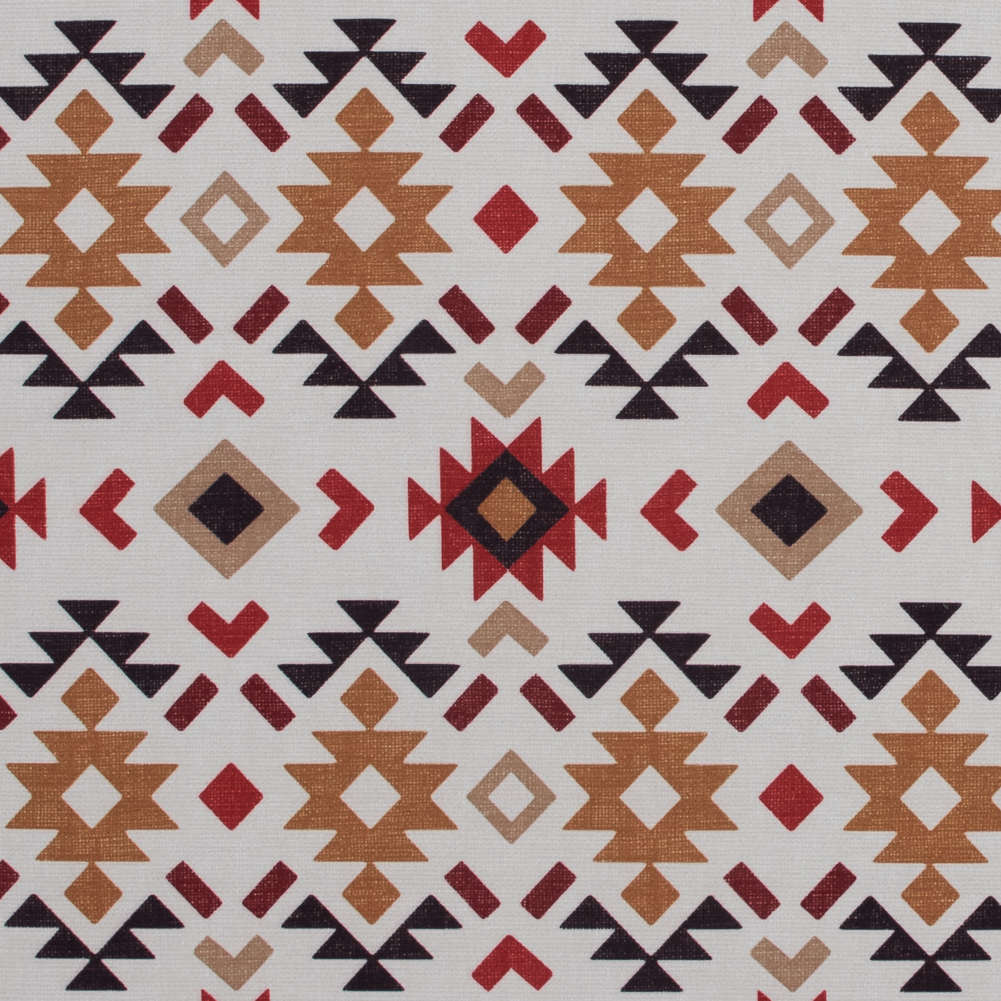 Red and Mustard Geometric Printed Brushed Canvas Red and Mustard Geometric Printed Brushed Canvas