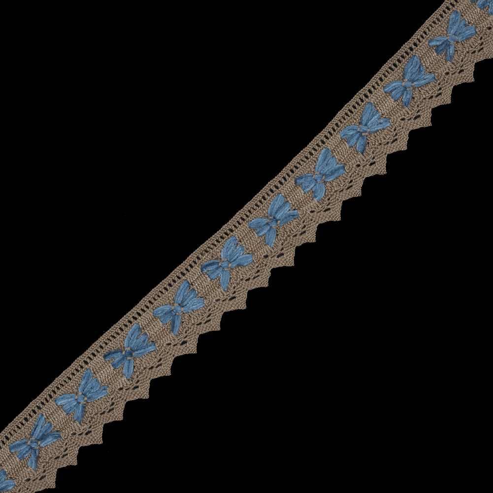 Beige and Blue Crochet Chenille Trim – 1.5″ Beige and Blue Crochet Chenille Trim – 1.5″