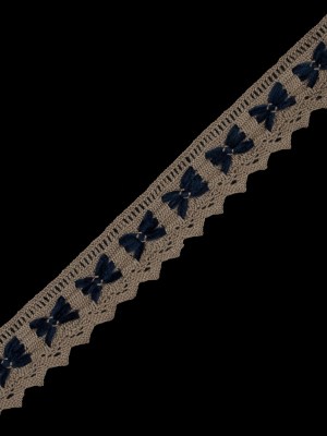 Beige and Navy Crochet Chenille Trim – 1.5″ Beige and Navy Crochet Chenille Trim – 1.5″