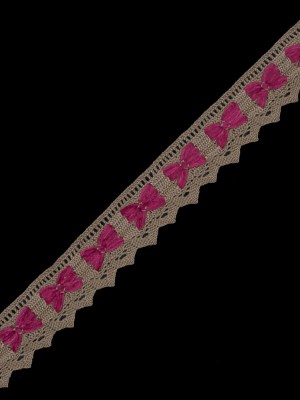 Beige and Fuchsia Crochet Chenille Trim – 1.5″ Beige and Fuchsia Crochet Chenille Trim – 1.5″