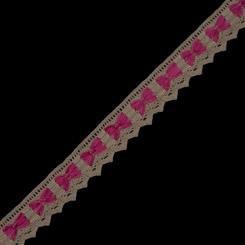 Beige and Fuchsia Crochet Chenille Trim – 1.5″ Beige and Fuchsia Crochet Chenille Trim – 1.5″