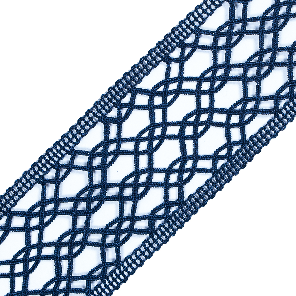 Navy European Crochet Trim - 2.25"