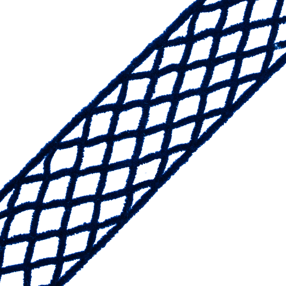 Navy Criss Cross Chenille Trim - 1.5"