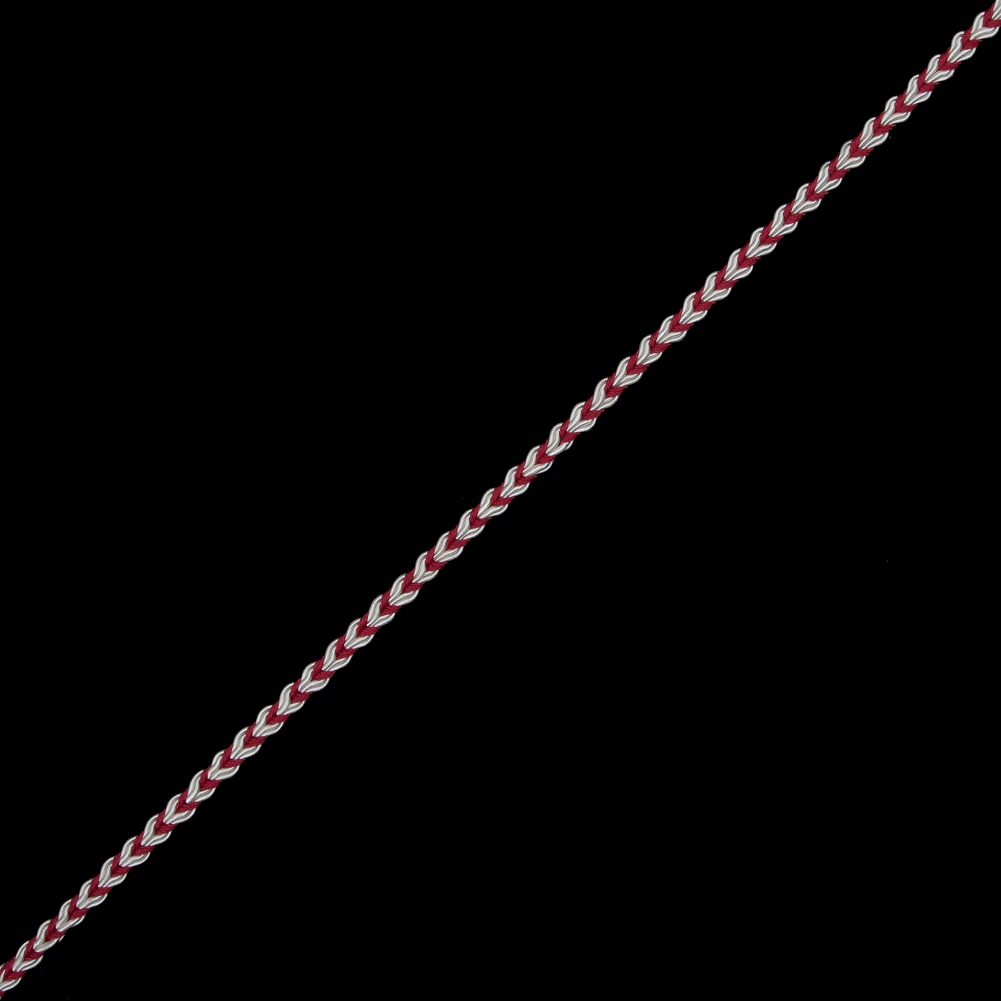 Wine and White Two-Tone Braided Trim - 0.25"