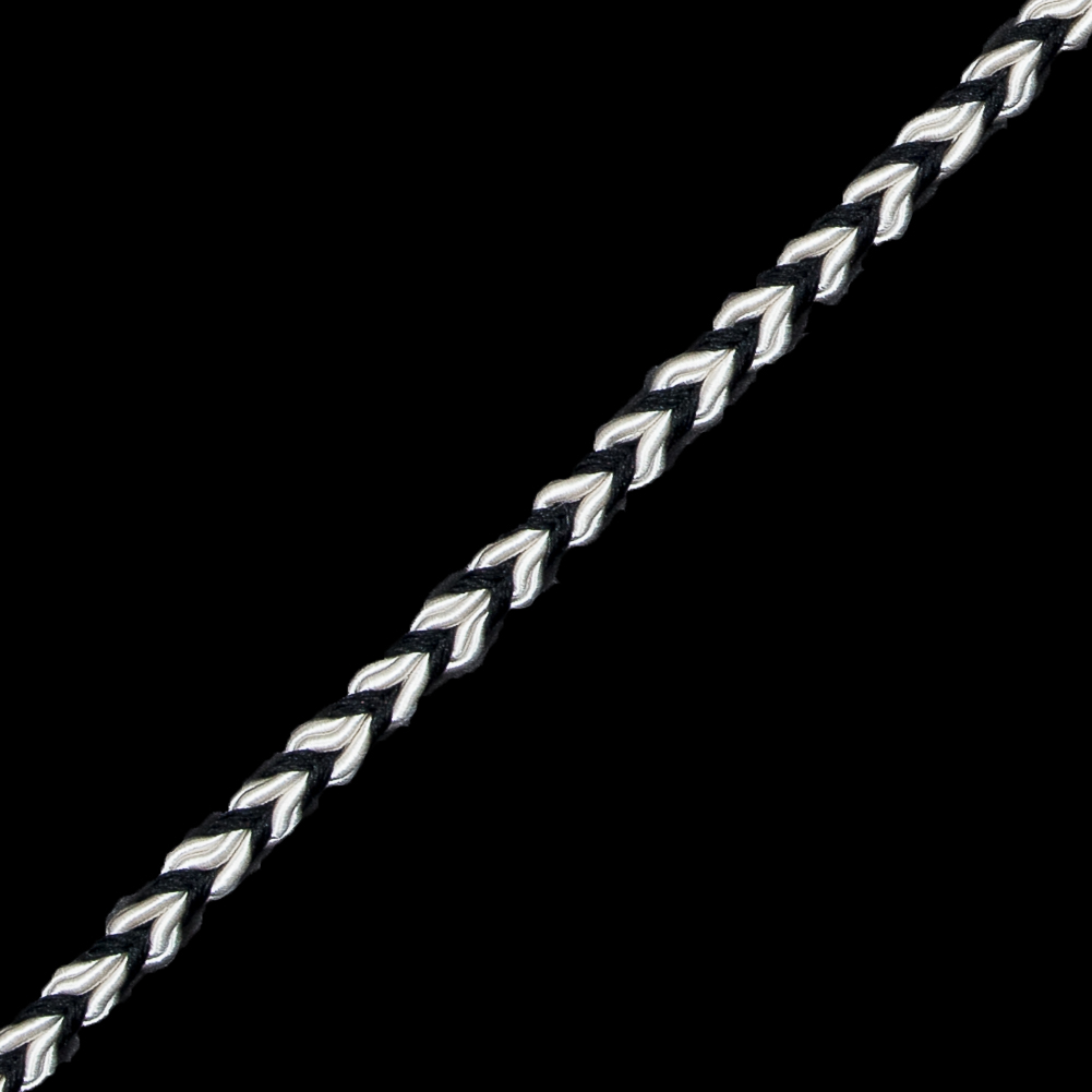 Black and White Two-Tone Braided Trim - 0.25"