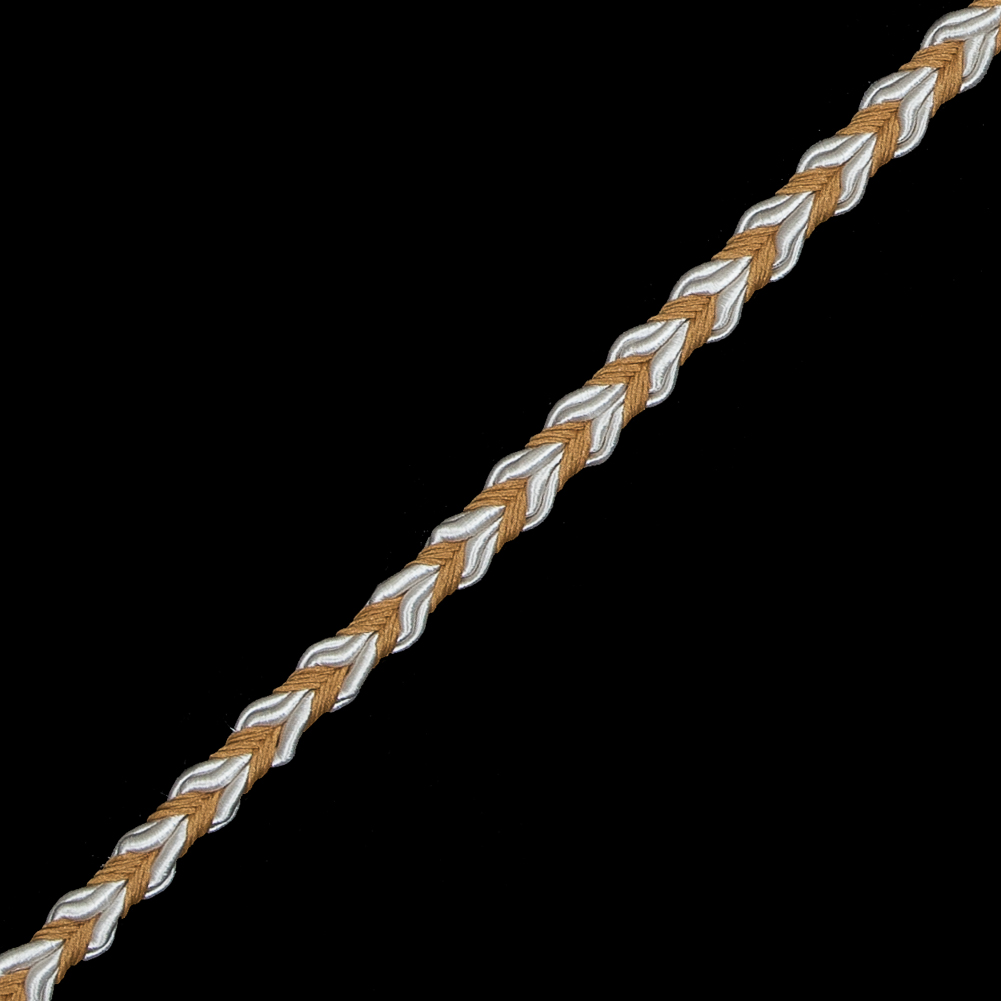 Mustard and White Two-Tone Braided Trim - 0.25"