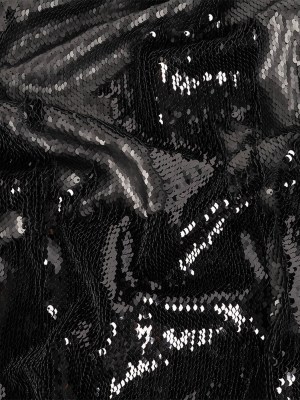 Stretch Rayon Jersey with Two-Tone Paillette Sequins – Iced Pewter and Nebulosity on Black – Nyla Collection Stretch Rayon Jersey with Two-Tone Paillette Sequins – Iced Pewter and Nebulosity on Black – Nyla Collection