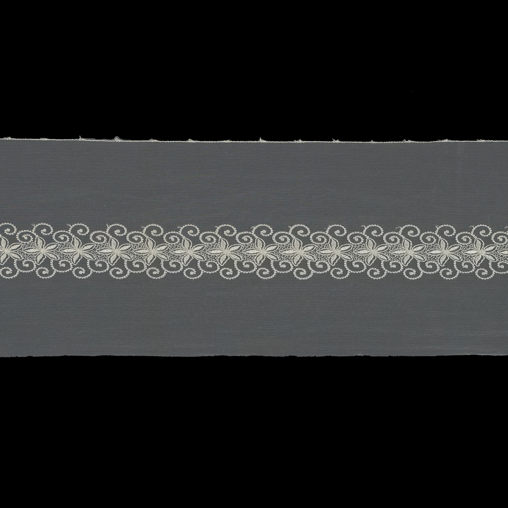 Off-White Floral Embroidered Mesh Trim Off-White Floral Embroidered Mesh Trim