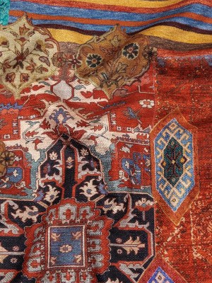 Pink, Orange and Teal Geometric Printed Polyester Chenille Pink, Orange and Teal Geometric Printed Polyester Chenille