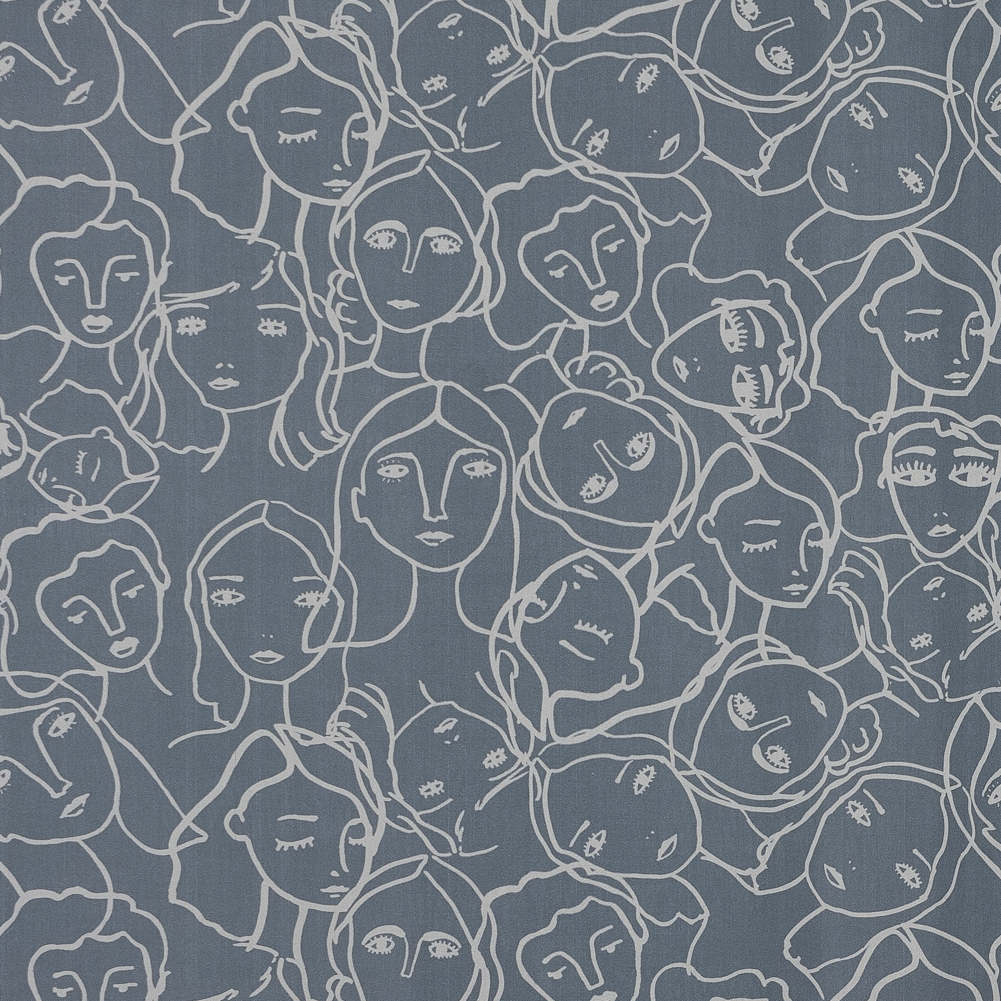 Cotton Poplin – Steel Gray Linework Faces – Un dia en Andorra Print – Mood Exclusive Felipe Collection Cotton Poplin – Steel Gray Linework Faces – Un dia en Andorra Print – Mood Exclusive Felipe Collection