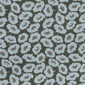 European Ivy Green and Blue Floral Cotton Poplin European Ivy Green and Blue Floral Cotton Poplin