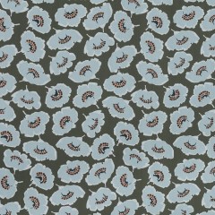 European Ivy Green and Blue Floral Cotton Poplin European Ivy Green and Blue Floral Cotton Poplin