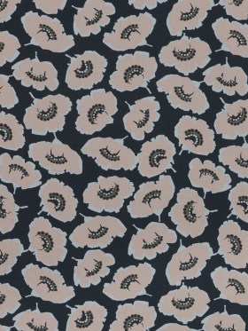 European Navy and Peach Floral Cotton Poplin European Navy and Peach Floral Cotton Poplin