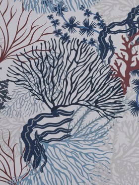 European Parisian Night and Mahogany Coral Reef Cotton Poplin European Parisian Night and Mahogany Coral Reef Cotton Poplin