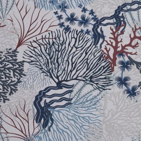 European Parisian Night and Mahogany Coral Reef Cotton Poplin European Parisian Night and Mahogany Coral Reef Cotton Poplin
