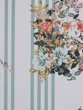 Cotton Poplin – White and Mint Floral on Stripes – La Floristeria Print – Mood Exclusive Felipe Collection Cotton Poplin – White and Mint Floral on Stripes – La Floristeria Print – Mood Exclusive Felipe Collection