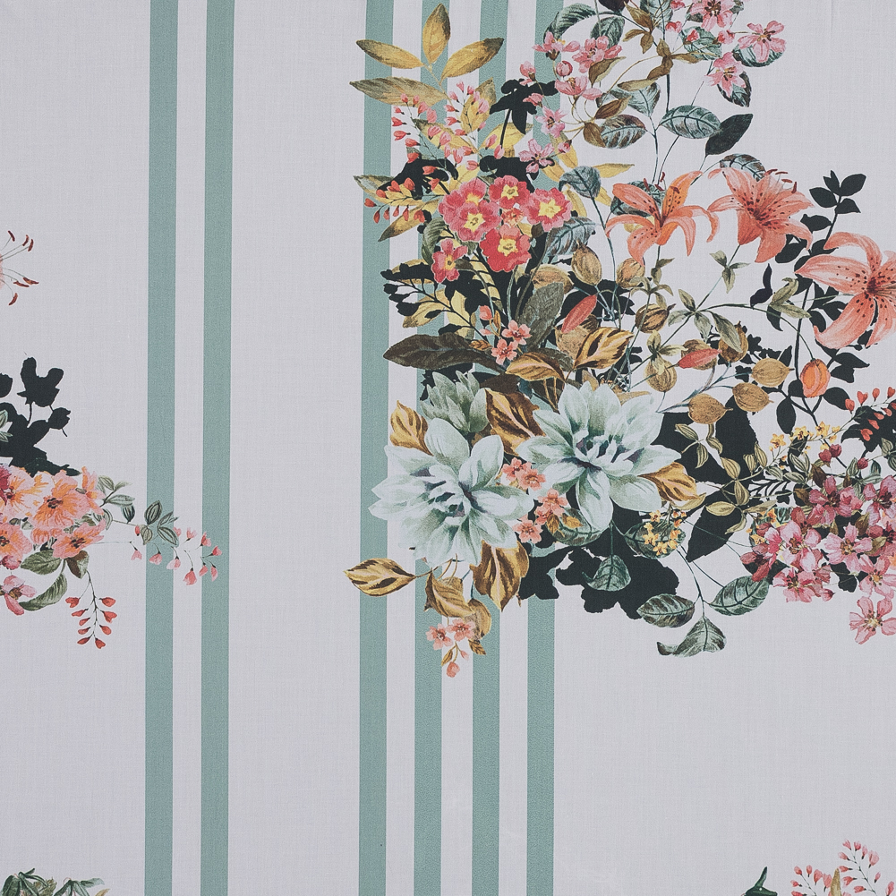 Cotton Poplin – White and Mint Floral on Stripes – La Floristeria Print – Mood Exclusive Felipe Collection Cotton Poplin – White and Mint Floral on Stripes – La Floristeria Print – Mood Exclusive Felipe Collection