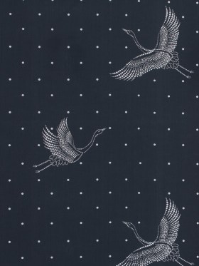 European Black and White Constellation Cranes Cotton Poplin European Black and White Constellation Cranes Cotton Poplin