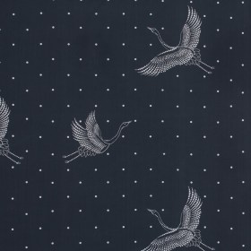 European Black and White Constellation Cranes Cotton Poplin European Black and White Constellation Cranes Cotton Poplin