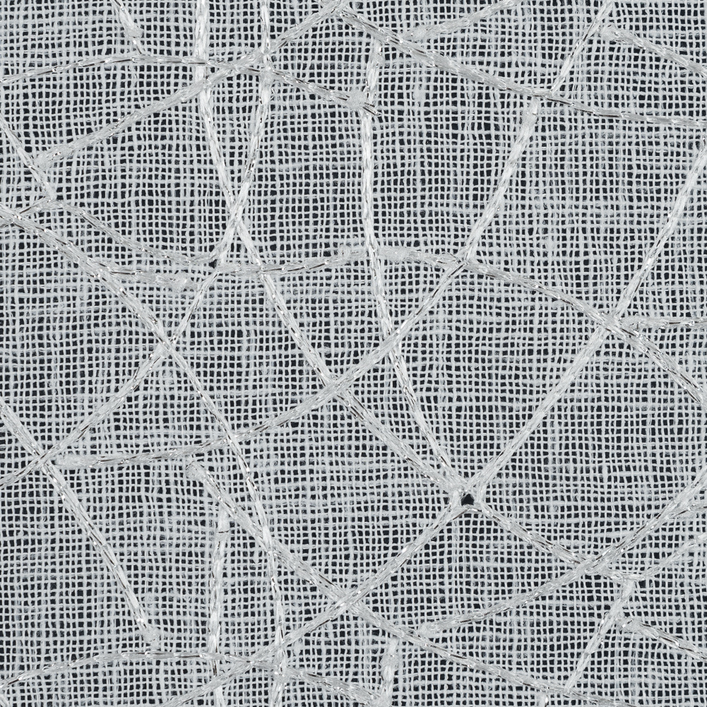 White and Metallic Silver Embroidered Drapery Sheer White and Metallic Silver Embroidered Drapery Sheer