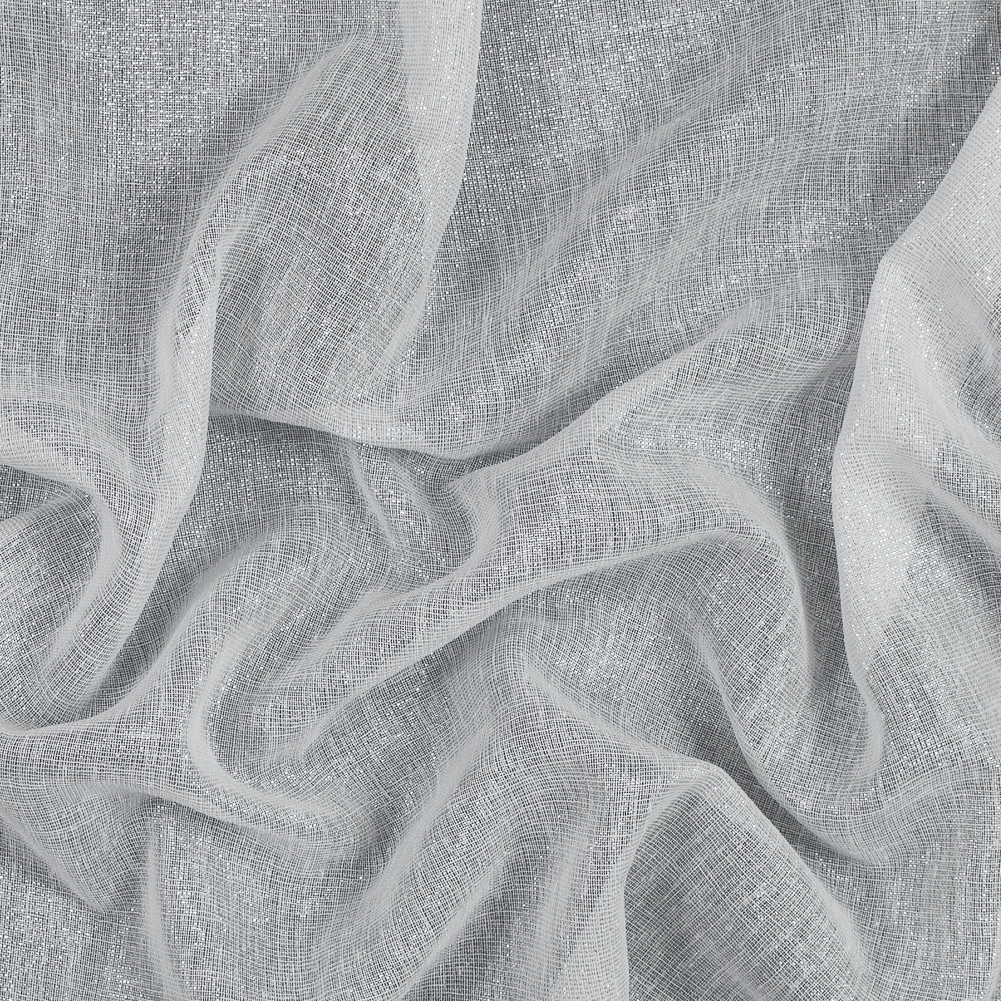 White and Metallic Silver Drapery Sheer White and Metallic Silver Drapery Sheer