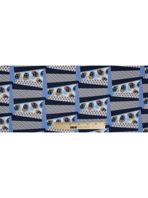 Blue Patchwork Geometric Stretch Cotton Poplin Blue Patchwork Geometric Stretch Cotton Poplin