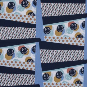 Blue Patchwork Geometric Stretch Cotton Poplin Blue Patchwork Geometric Stretch Cotton Poplin