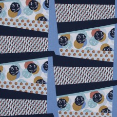 Blue Patchwork Geometric Stretch Cotton Poplin Blue Patchwork Geometric Stretch Cotton Poplin