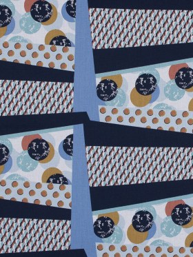 Blue Patchwork Geometric Stretch Cotton Poplin Blue Patchwork Geometric Stretch Cotton Poplin