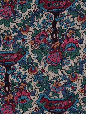 Multicolor Floral Printed Beige Cotton and Viscose Poplin Multicolor Floral Printed Beige Cotton and Viscose Poplin