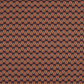 Orange and Navy Geometric Stretch Cotton Sateen Orange and Navy Geometric Stretch Cotton Sateen