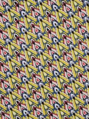 Yellow. Blue and Red Printed Stretch Cotton Sateen Yellow. Blue and Red Printed Stretch Cotton Sateen