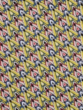 Yellow. Blue and Red Printed Stretch Cotton Sateen Yellow. Blue and Red Printed Stretch Cotton Sateen
