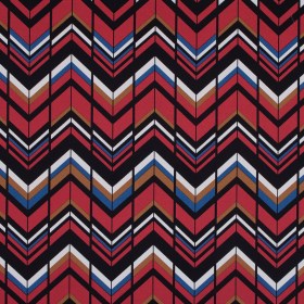 Red, Brown and Blue Chevron Stretch Cotton Sateen Red, Brown and Blue Chevron Stretch Cotton Sateen