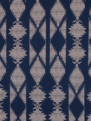 Blue and Beige Geometric Stretch Cotton Twill Blue and Beige Geometric Stretch Cotton Twill