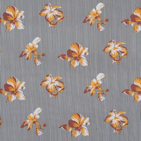 Mustard and Black Floral Striped Cotton Poplin Mustard and Black Floral Striped Cotton Poplin