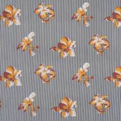 Mustard and Black Floral Striped Cotton Poplin Mustard and Black Floral Striped Cotton Poplin