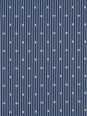 Yellow, White and Blue Hearts and Stripes Stretch Cotton Poplin Yellow, White and Blue Hearts and Stripes Stretch Cotton Poplin