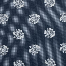 Insignia Blue and Blanc de Blanc Floral High Density Stretch Cotton Sateen Insignia Blue and Blanc de Blanc Floral High Density Stretch Cotton Sateen