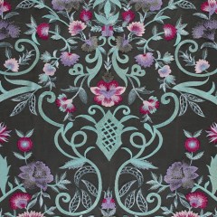 Embroidered Tulle Panel – Metallic Aqua and Fuchsia Floral Embroidered Tulle Panel – Metallic Aqua and Fuchsia Floral