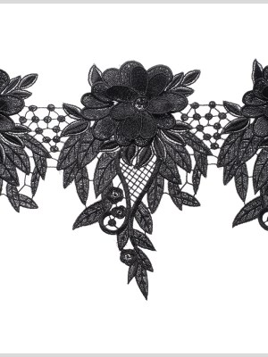 9″ Metallic Black Floral Lace Trim 9″ Metallic Black Floral Lace Trim