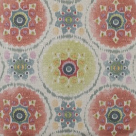 Spanish Green and Pink Medallion Floral Woven Spanish Green and Pink Medallion Floral Woven