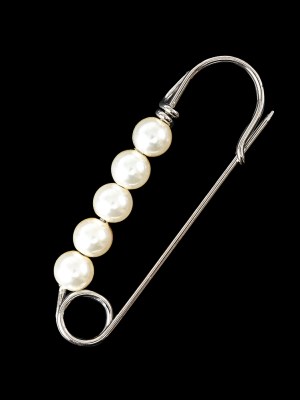 Italian Silver Safety Pin with Pearls – 0.875″ x 2.265″ Italian Silver Safety Pin with Pearls – 0.875″ x 2.265″