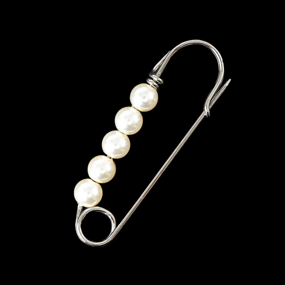 Italian Silver Safety Pin with Pearls – 0.875″ x 2.265″ Italian Silver Safety Pin with Pearls – 0.875″ x 2.265″