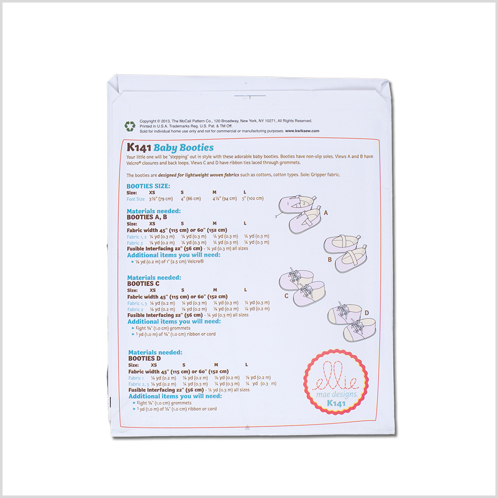 Ellie Mae Designs Baby Booties Pattern K141