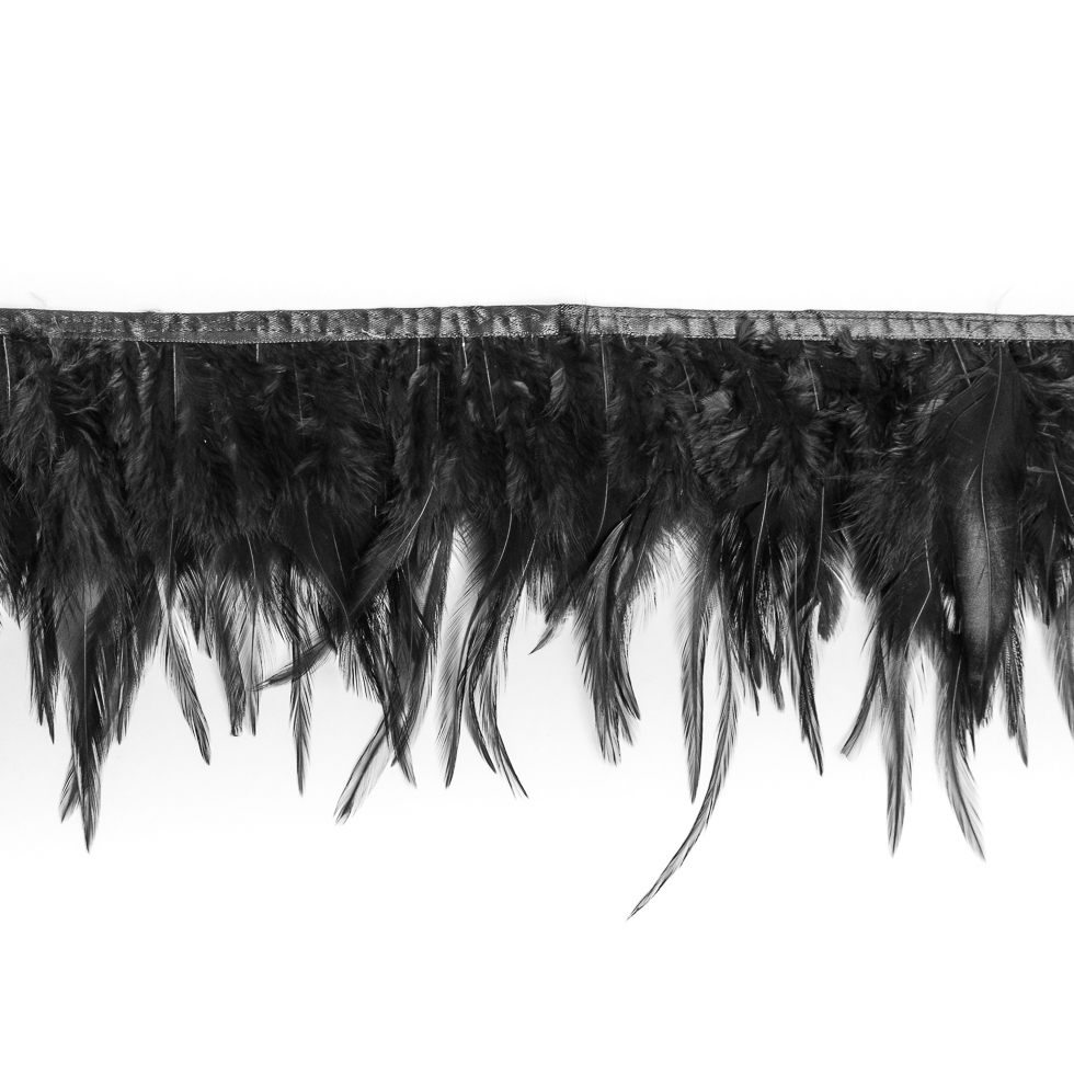 6″ Black Cock Feather Fringe 6″ Black Cock Feather Fringe