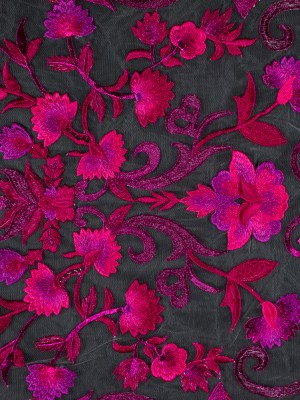 Embroidered Tulle Panel – Metallic Fuchsia Floral Embroidered Tulle Panel – Metallic Fuchsia Floral