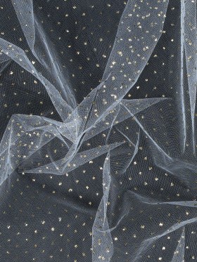 Glitter Tulle – Metallic Gold on White Glitter Tulle – Metallic Gold on White